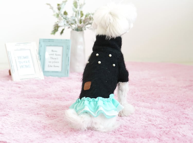 【SALE】  angora frill onepice S ~ XL 2color  /  犬服 秋冬 可愛い 犬の服 おしゃれ アンゴラ ワンピース ドッグウェア ドレス フリル お出かけ onepiece1