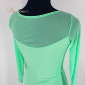 社交ダンス 衣装 スタンダード ドレス ワンピース レッスンウェア パーティ衣装 女性用 レディース オールシーズン ミントグリーン系 緑 無地 シンプル フォーマル おしゃれ 伸縮性 ショートスリーブ ヴィンテージ モダン ダンスウェア