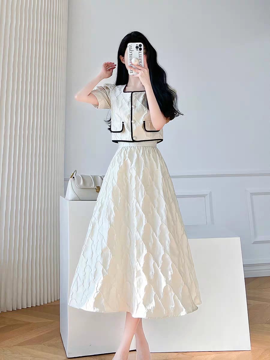 日本製社交ダンス衣装】上下セット UNA ユーナ トップス スカート 白