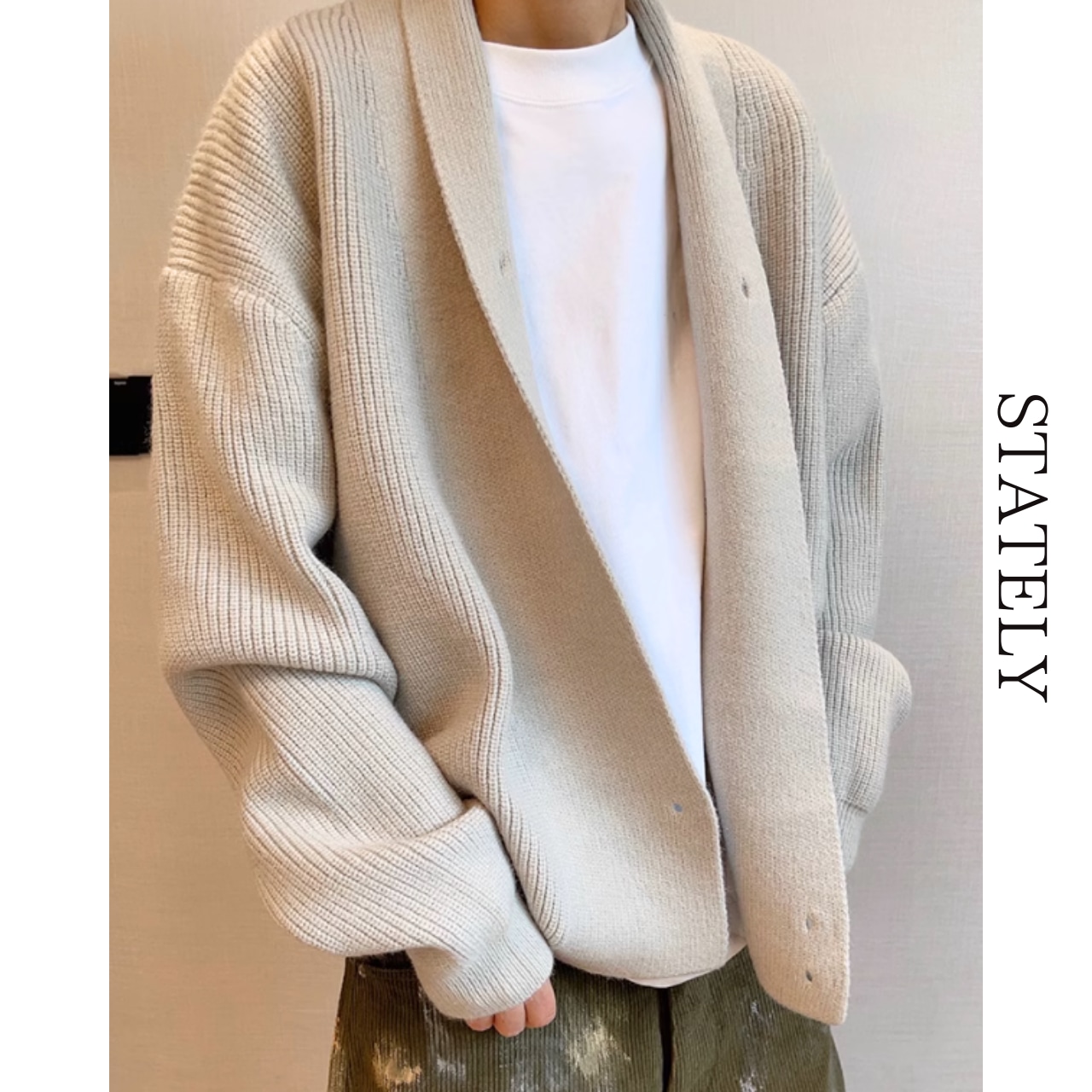 ボリュームリブニット シンプルカーディガン_T130・画像7