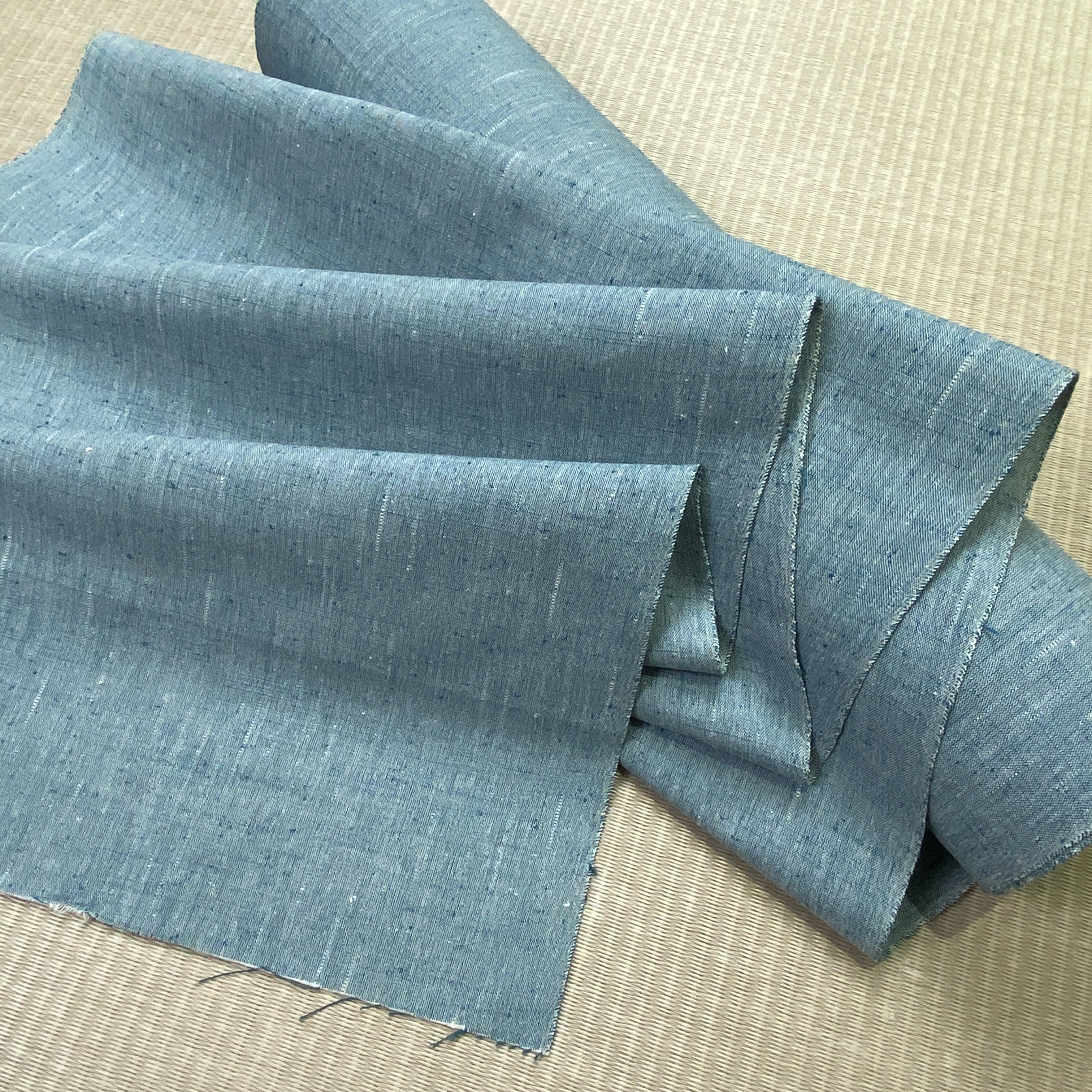 遠州木綿 ネップ＆スラブ 縹（はなだ） | きもののここち 透佳