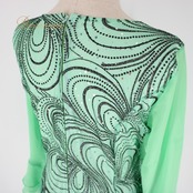 社交ダンス 衣装 スタンダード ドレス ワンピース パーティドレス レディース グリーン系 union ラインストーン ラメ キラキラ ホログラム 長袖 グリーンドレス 華やか ドレッシー 伸縮性 パーティー用 おしゃれ ドレスアップ 胸元デザイン ファスナー仕様 上品 レディースファッション アウトドアイベント カジュアル ヘルシーカラー 鮮やか 演奏会 お呼ばれ おしゃれ着 上品コーデ 目を引くデザイン