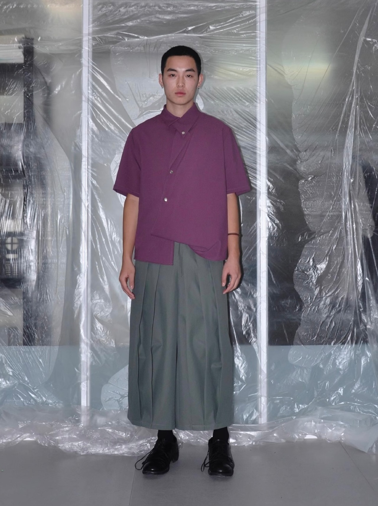 Wide Pleat Cropped Trousers