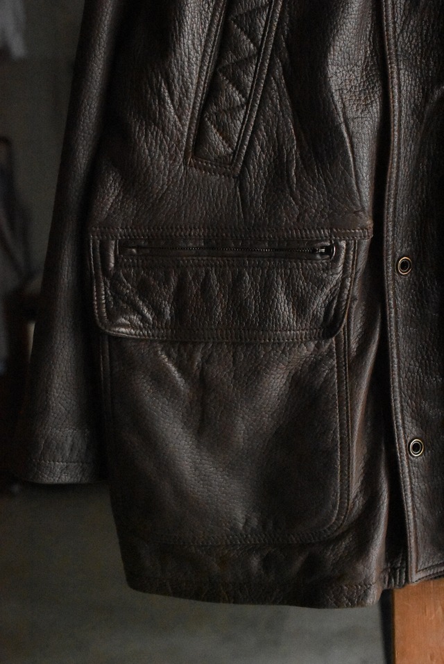OK／80-90's "Skipper's" lambs skin leather hunting coverall