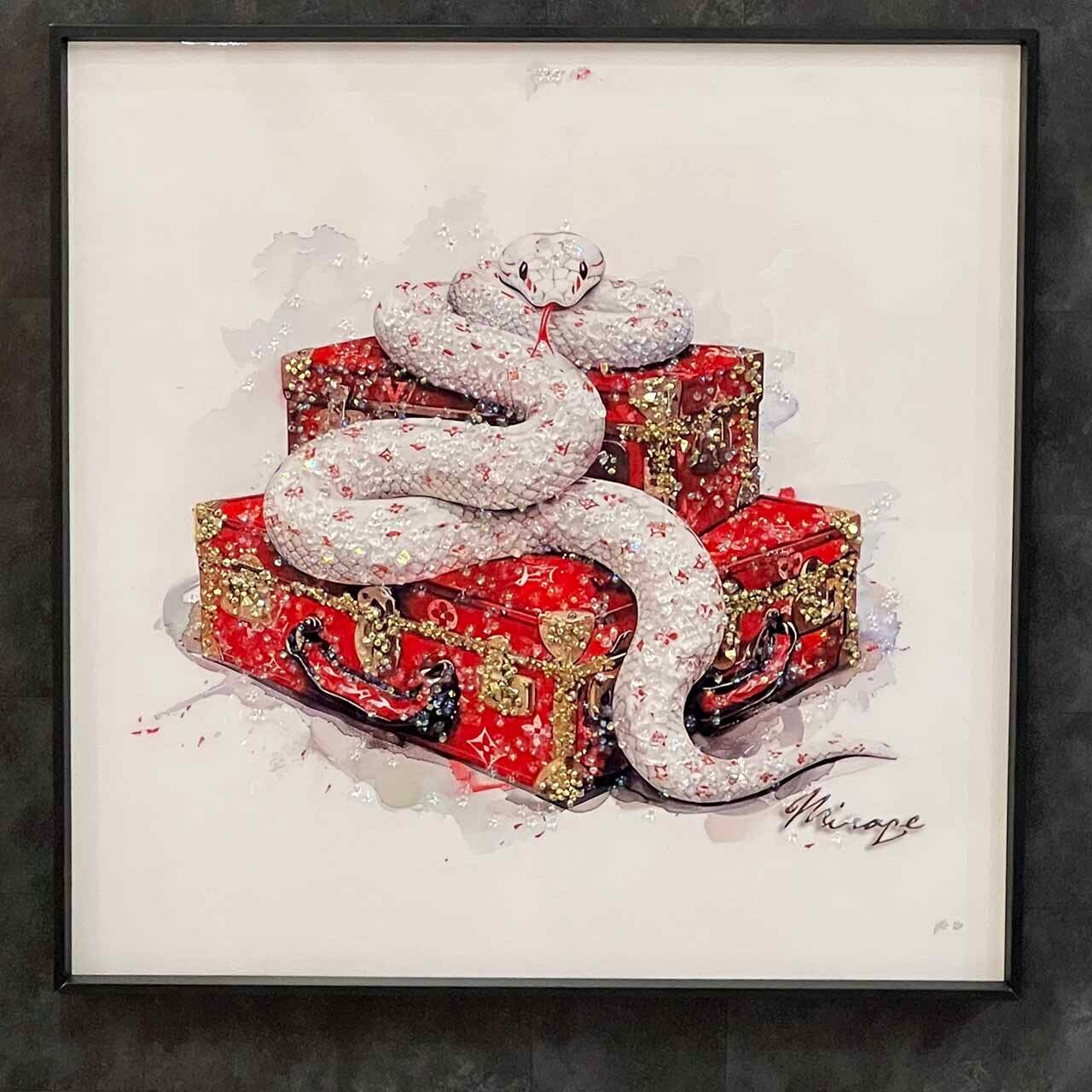 新品 未使用 送料無料 プレゼント ギフト お祝 アートパネル 蛇 ヘビ