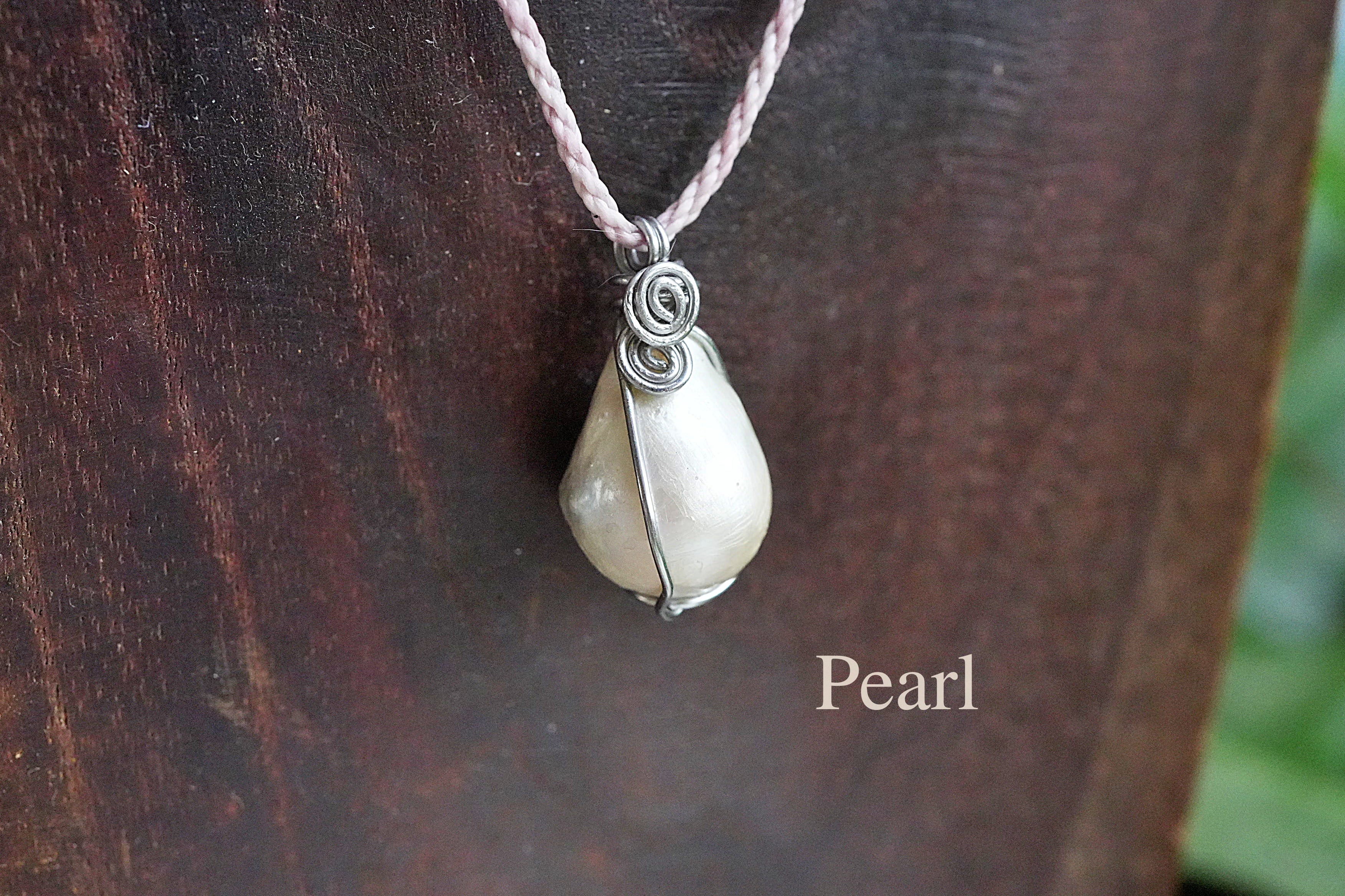 真珠★wire wrapping 大きなパールネックレス 2553