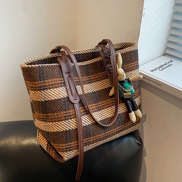 レディースオータムウィンター格子柄ショルダーバッグ 秋物 冬物 トートバッグ Tiancai_Wing_Bag7430607680