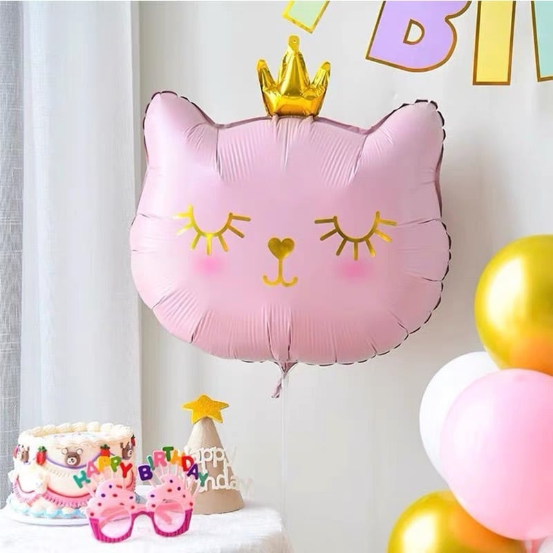 お誕生日ガーランド＆バルーンセット 猫 リボン バースデイ 風船