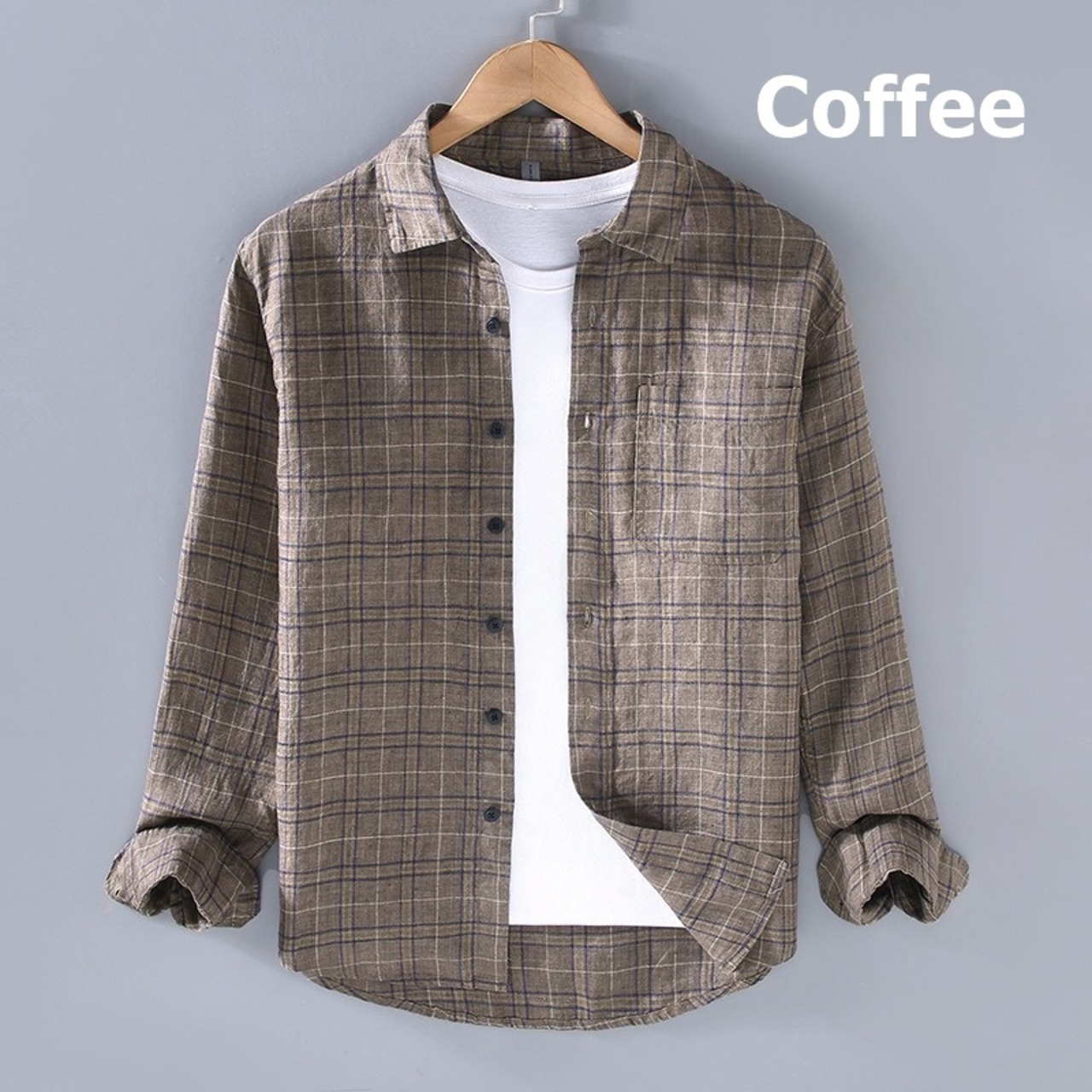 【M-3XL】Grid Check Long Sleeve Shirt / グリッド チェック 長袖 シャツ