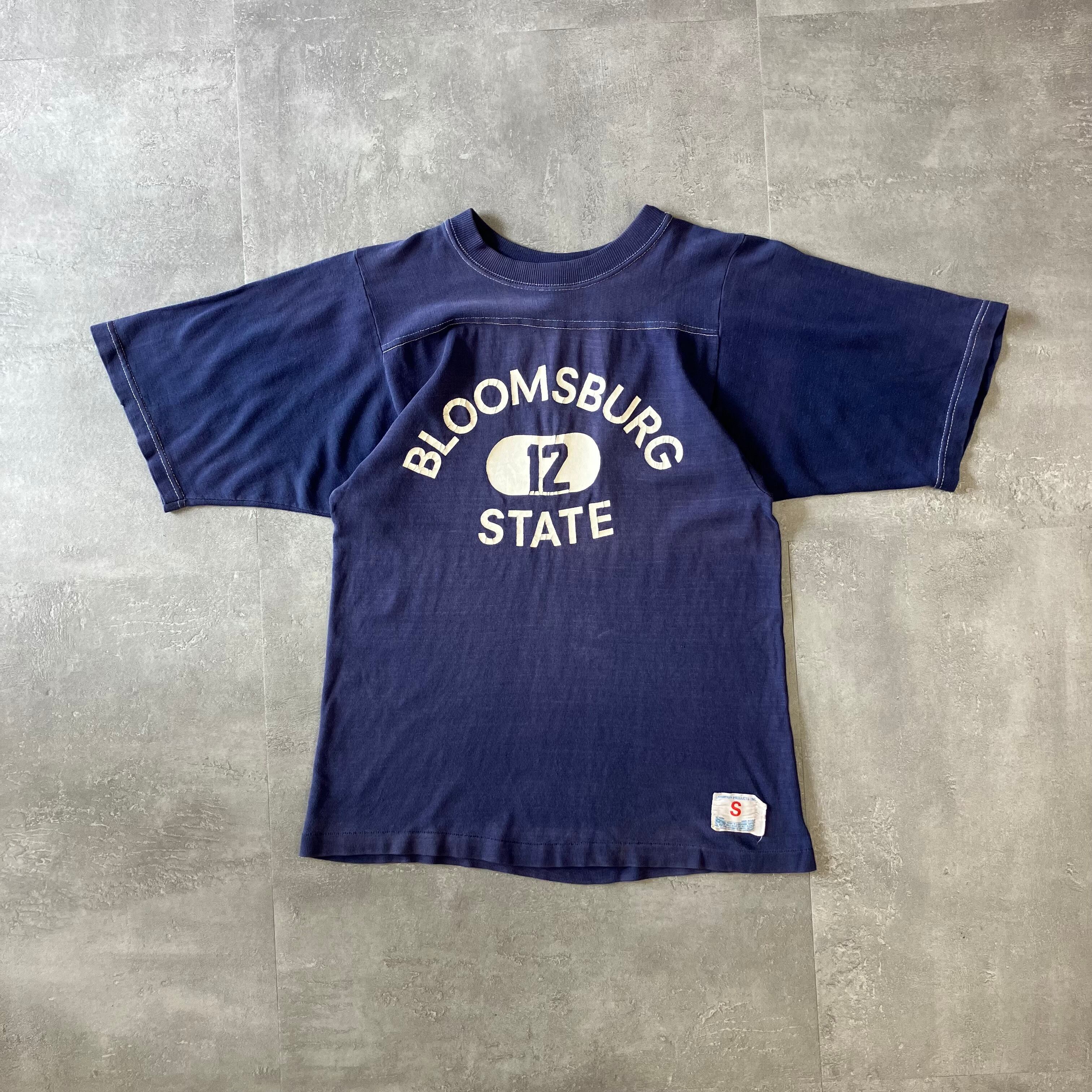 champion チャンピオン 70s usa製 バータグ フットボールTシャツ ラバープリント ナス紺 フェード S No.2559