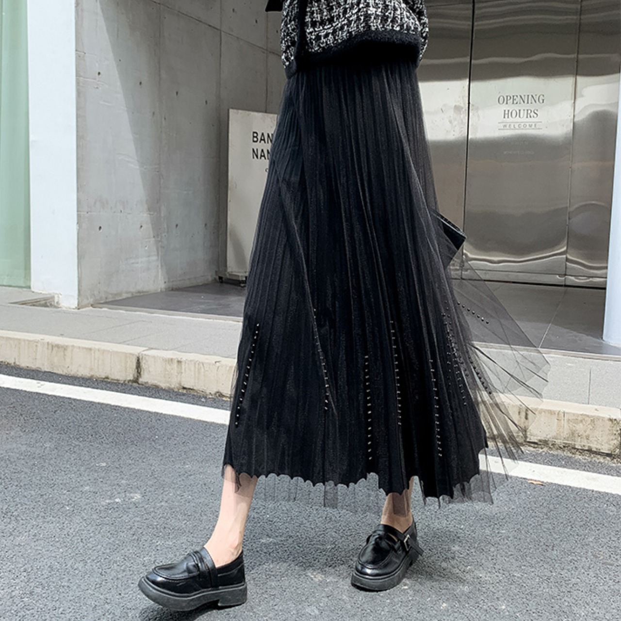 チュール ビーズ リバーシブル ニット スカート 10297