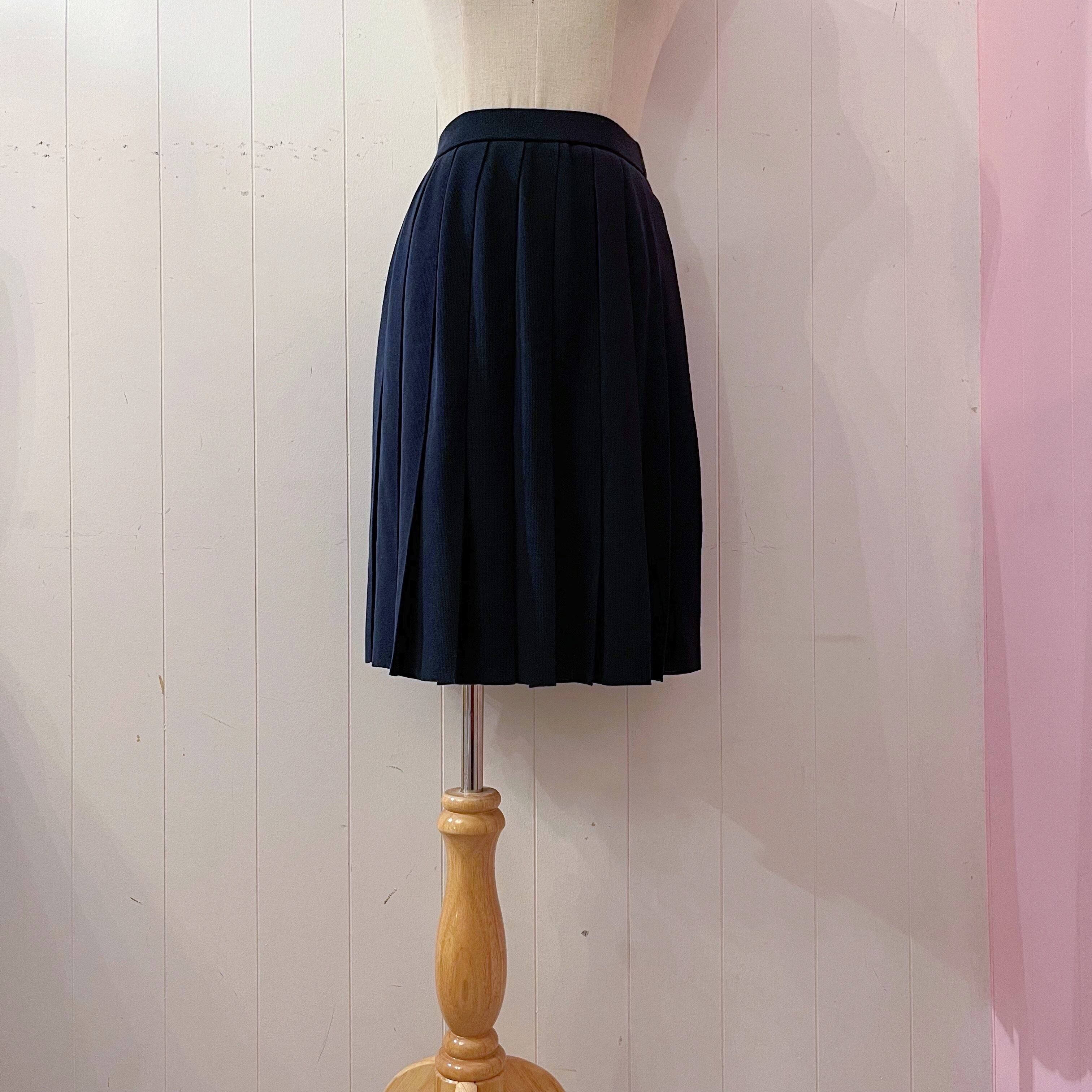 navy knit pleats mini skirt