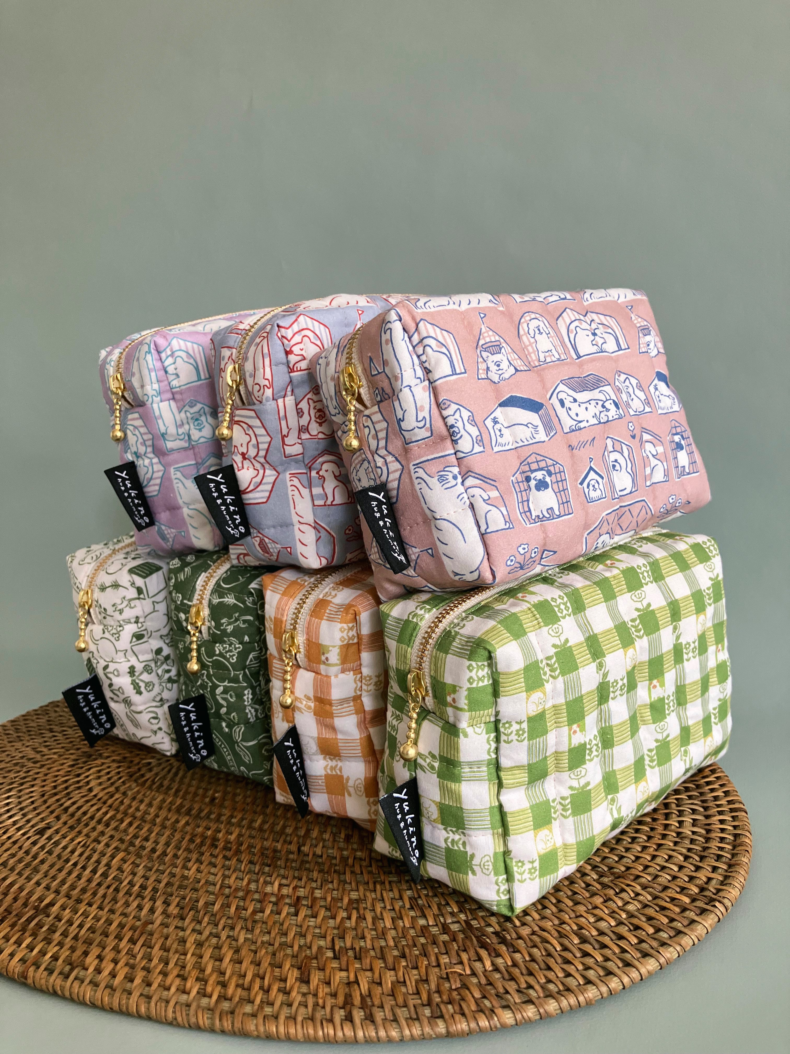 キルティングBOXポーチ「いるギンガム」 | yukino shop