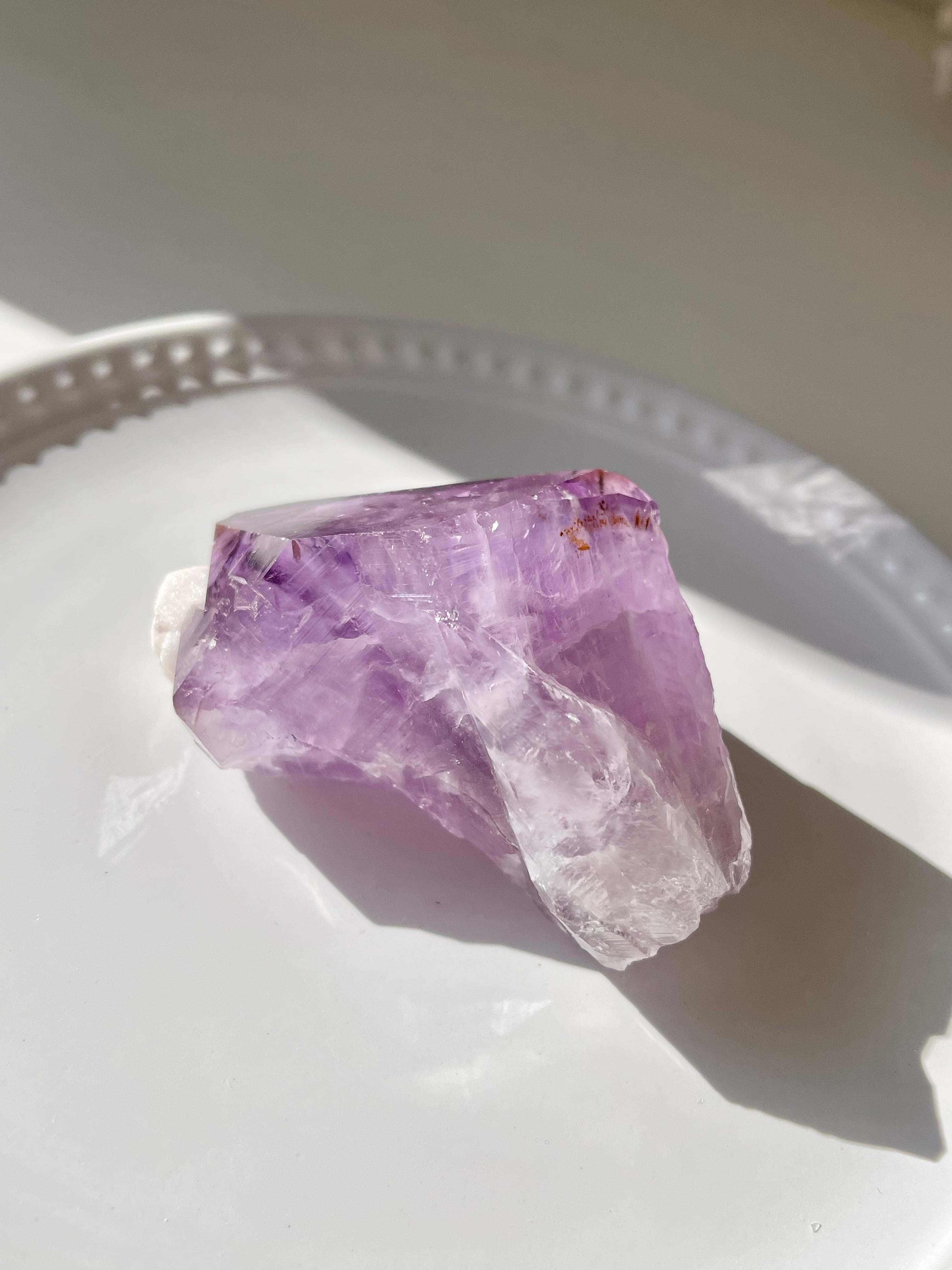 カルサイトオンアメシスト/ square calcite on amethyst