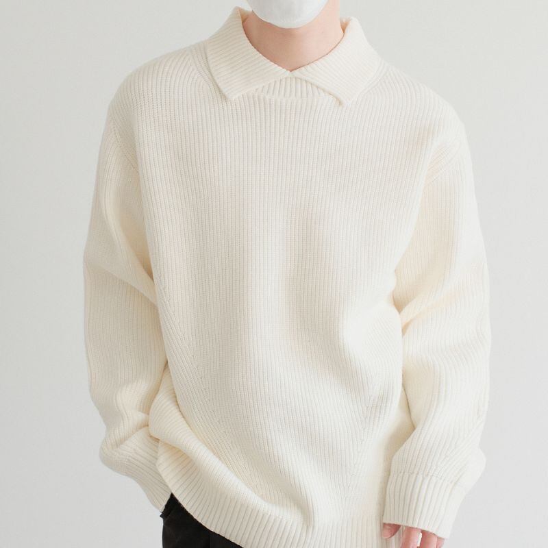 襟付きリブニット C10640