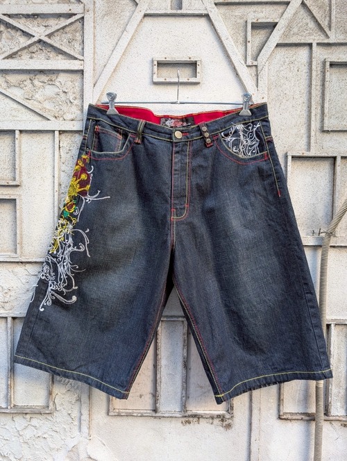 "BROOKLYN XPRESS" baggy denim shorts