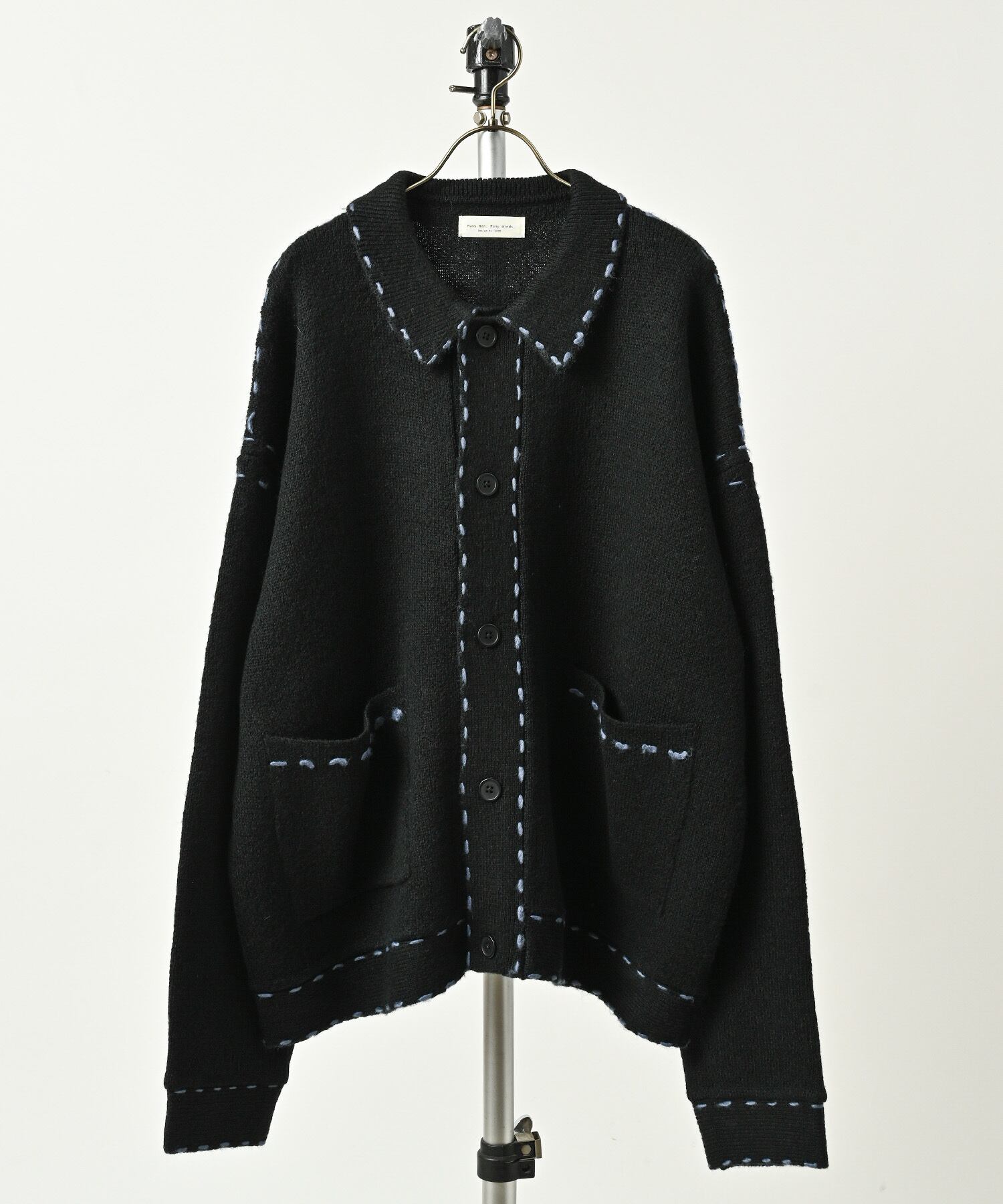 many men many mind Brushed Acrylic Hand-Stitched Knit Jacket (BLK) M2621010