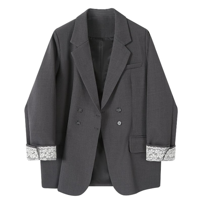 Lace cuffs double breasted jacket 3 colors V2559