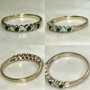 vintage 9ct gold emerald&diamond ring