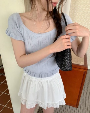 (予約)ezediary / Ade Eyelet Frill Knit / 4color