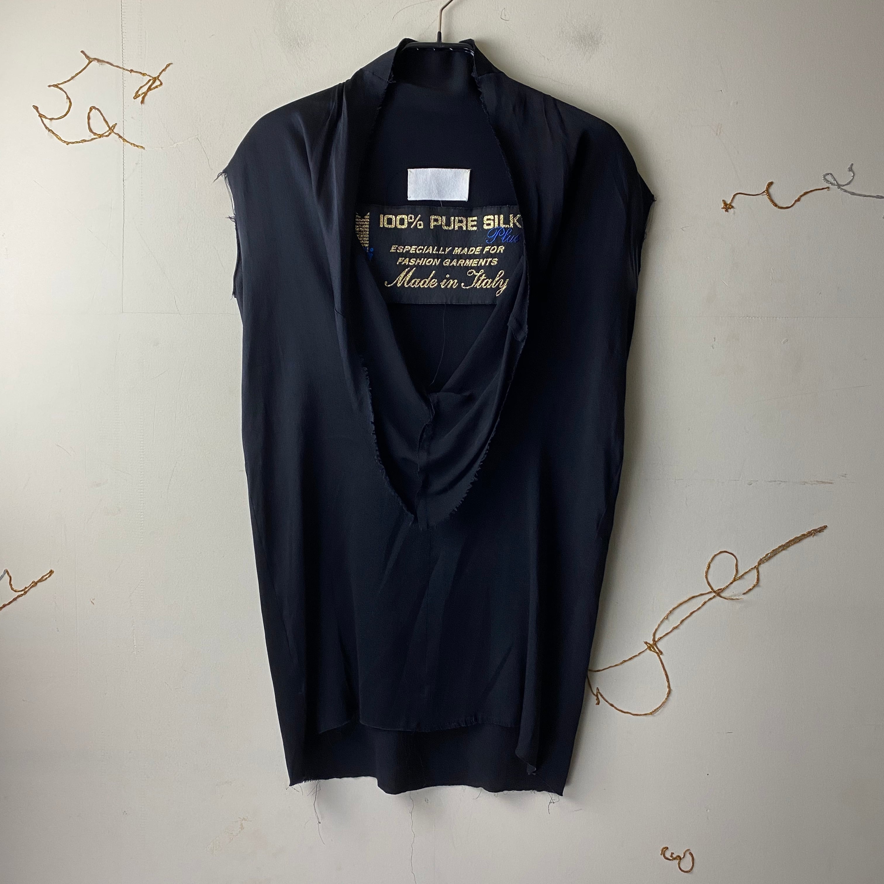 2004AW MAISON MARTIN MARGIELA black color pure silk sleeveless 
