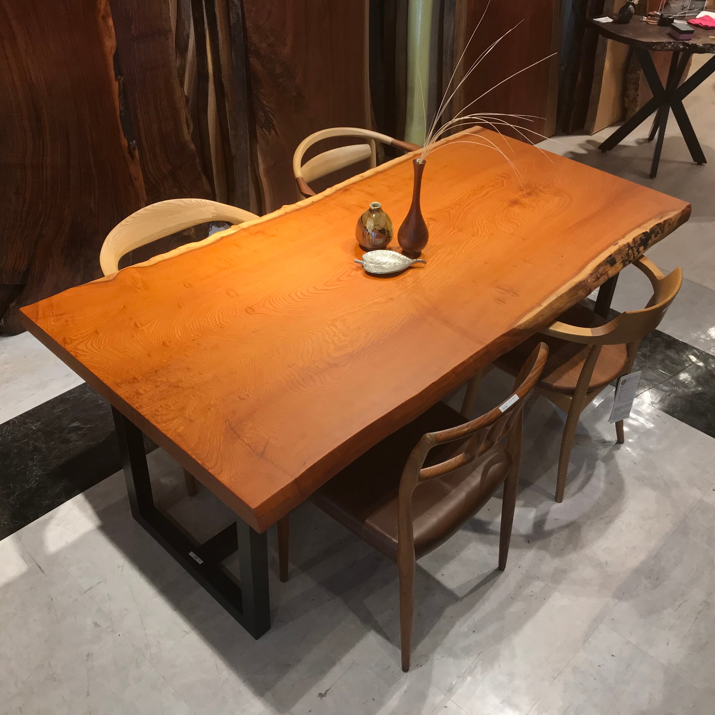 ケヤキテーブル 欅（ケヤキ） 一枚板 ダイニングテーブル／1760mm 【A7889