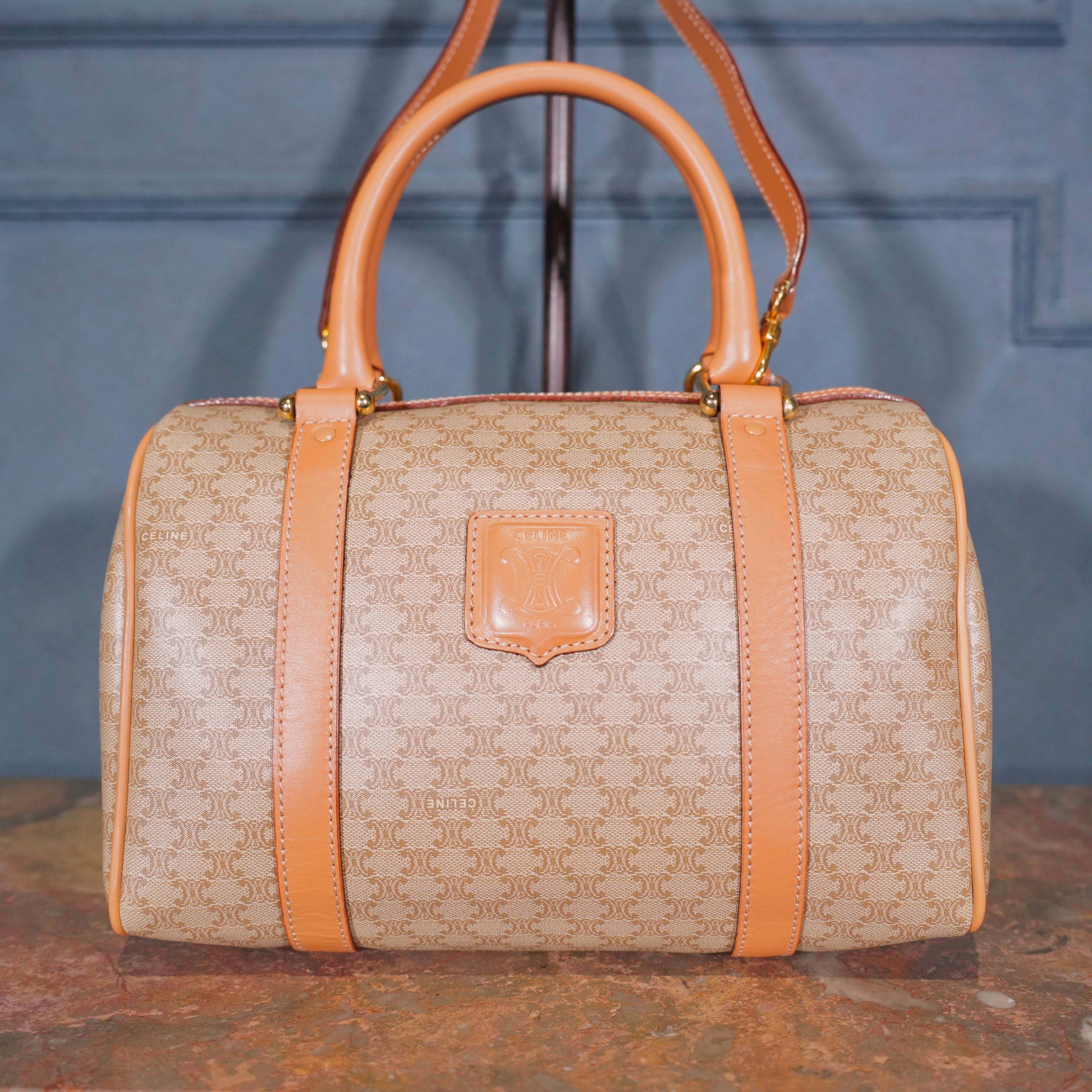 CELINE MACADAM PATTERNED LOGO DESIGN 2WAY MINI BOSTON SHOULDER BAG