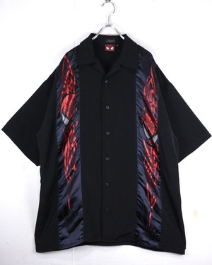 【Caka act2】“Spider-Man” Special Face × Tribal Design S/S Open Collar Shirt