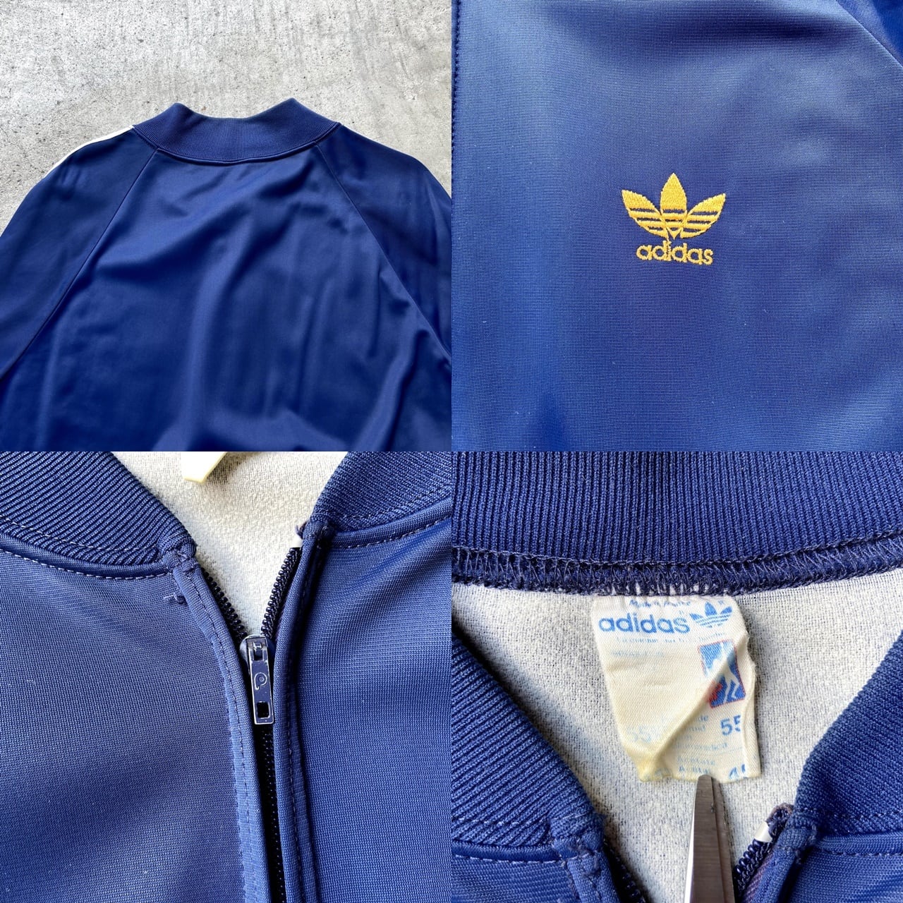 adidas フランス製 金ロゴ ATP ジャージ 紺トラックジャケット 80s