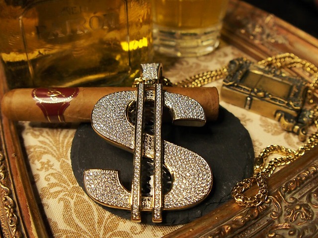 GOLD XL MONEY SIGN STAINLESS STEEL PENDANT