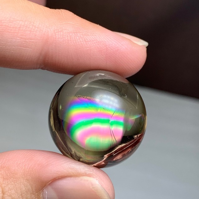 9.レインボー☆スモーキーアイリスクォーツ スフィア