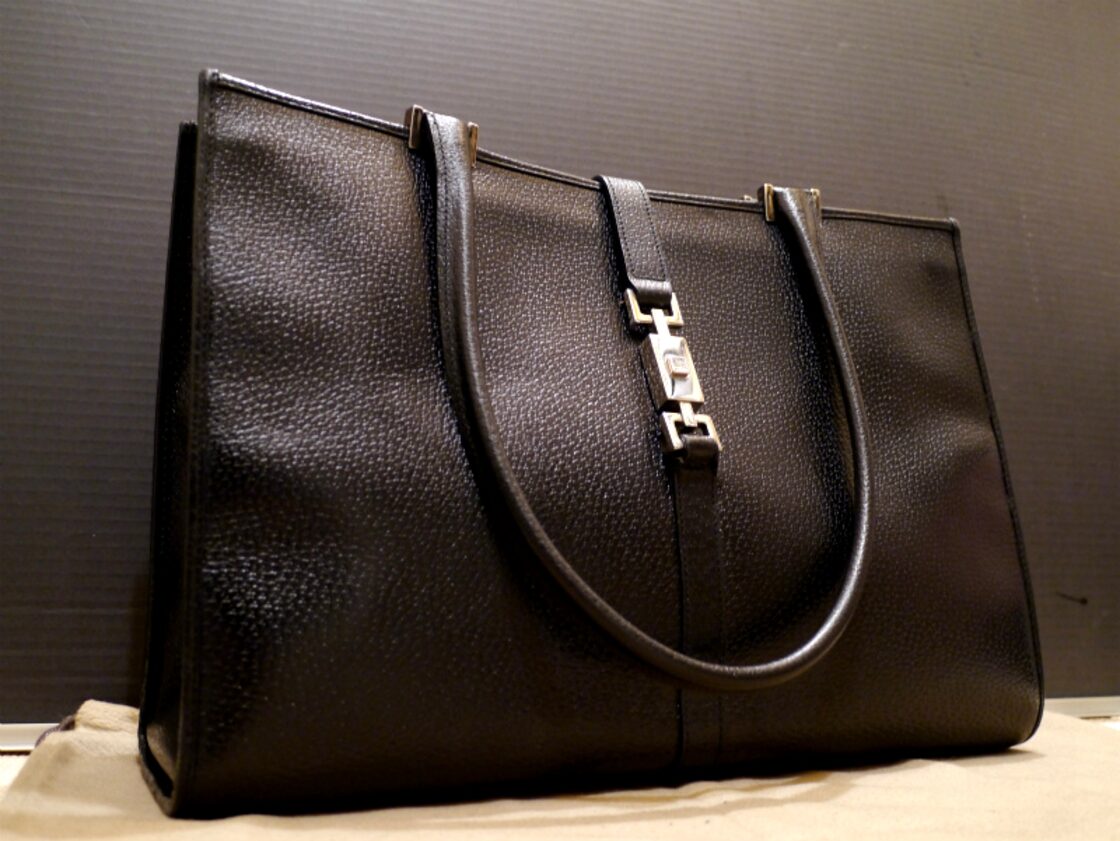 美◇GUCCI グッチ ジャッキー A4対応 オールレザートート バッグ黒 