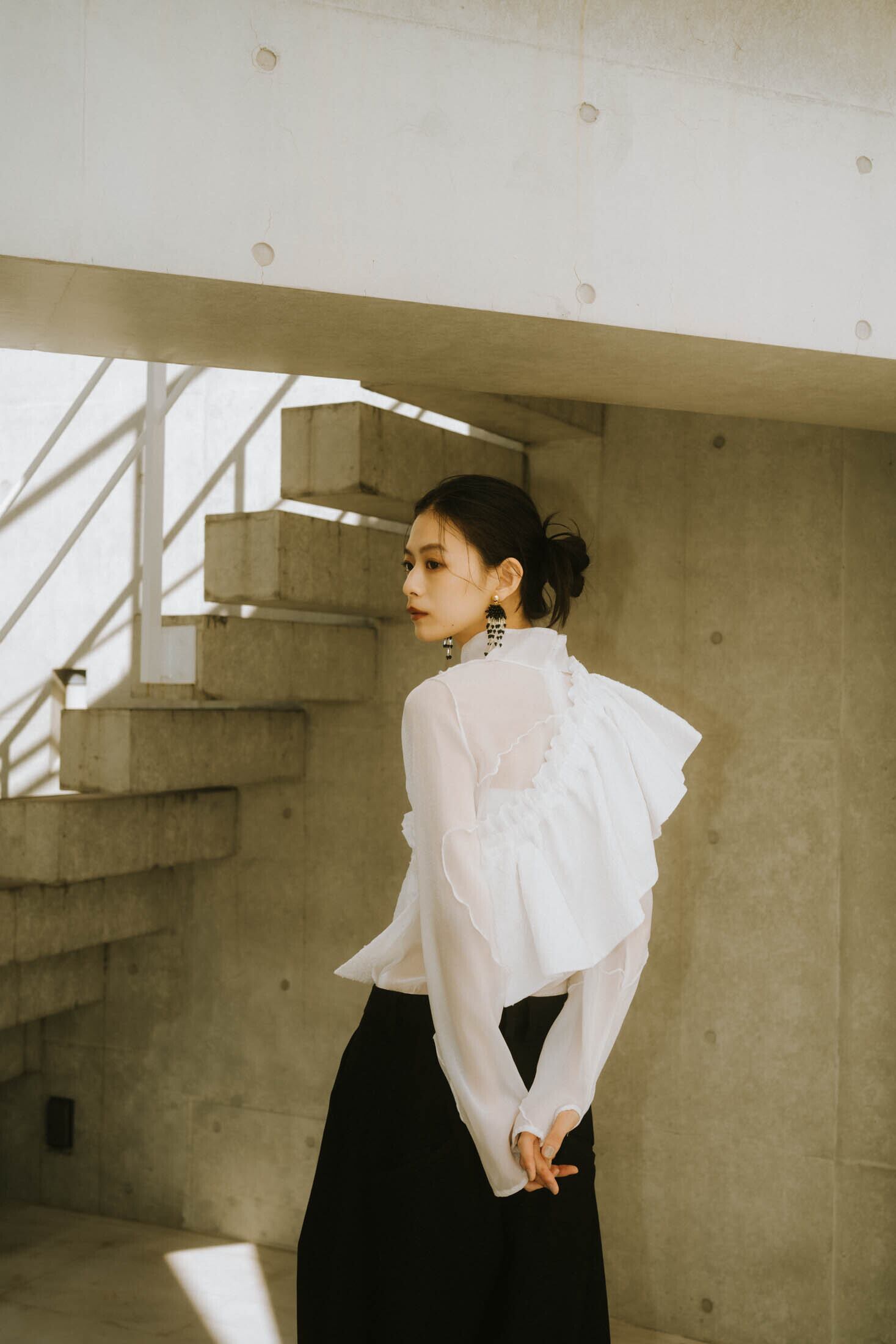 Knuth Marf】4way sheer frills blouse/white | PuKu