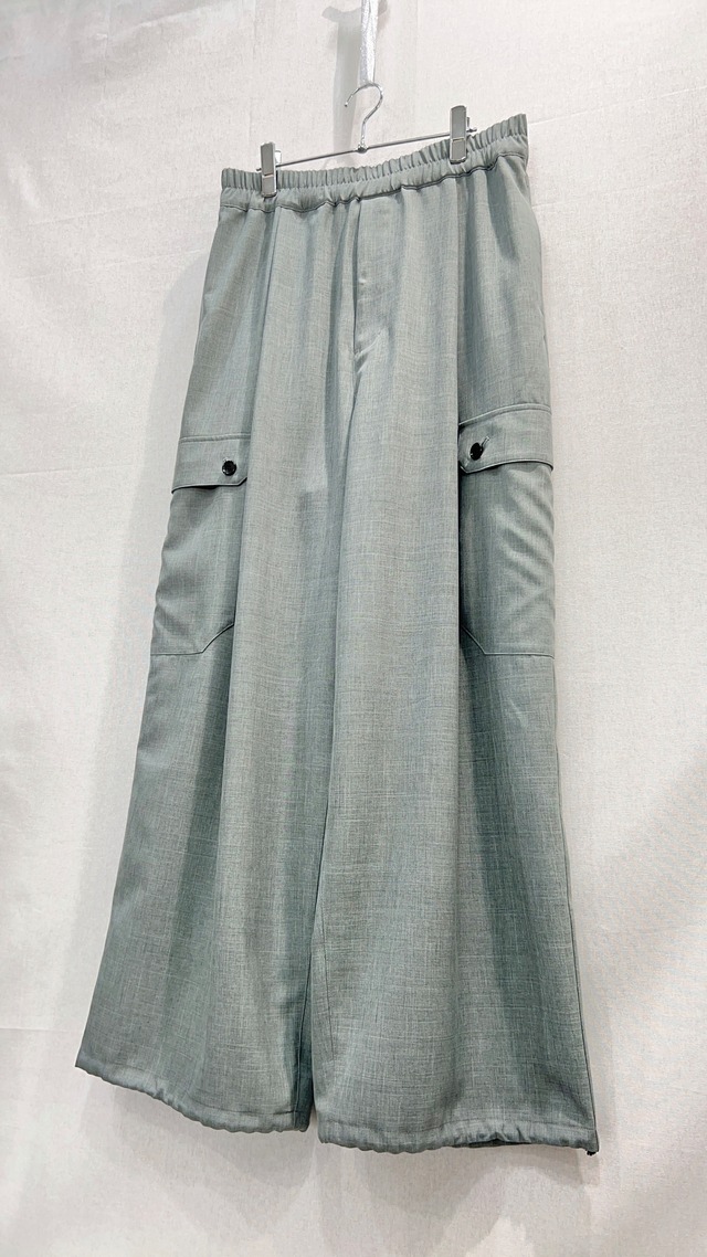 【VOAAOV】VOPT-L113 Summer Wool Like Wide Cargo Pants