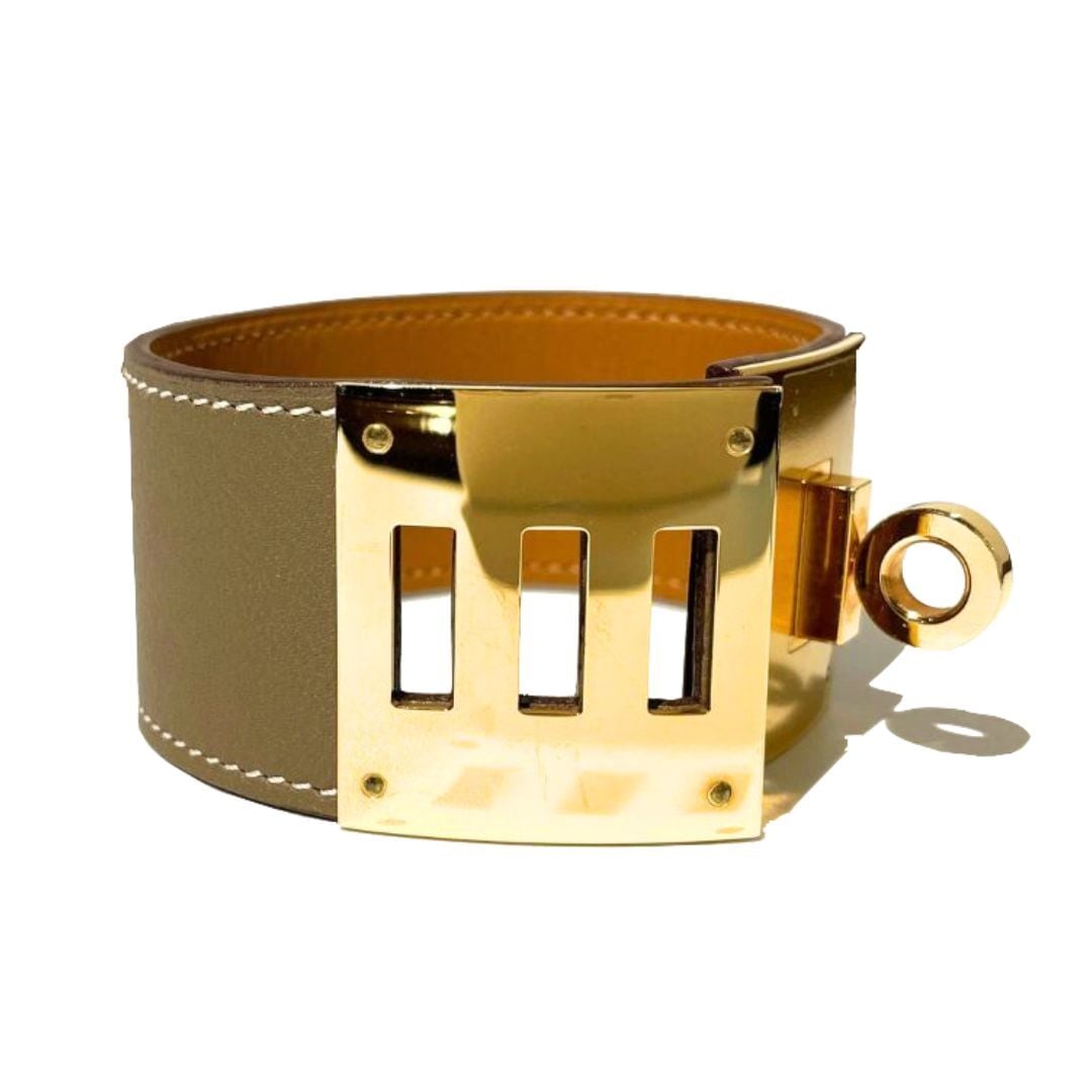 HERMES エルメス ケリードッグ レザー ブレスレット エトゥープ グレー 