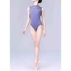 レースデコルテ チョーカーレオタード グレーパープル L1205
