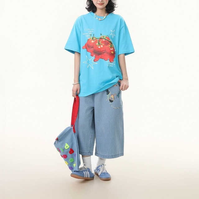 スプラッシュトマトグラフィックTシャツ   R00342