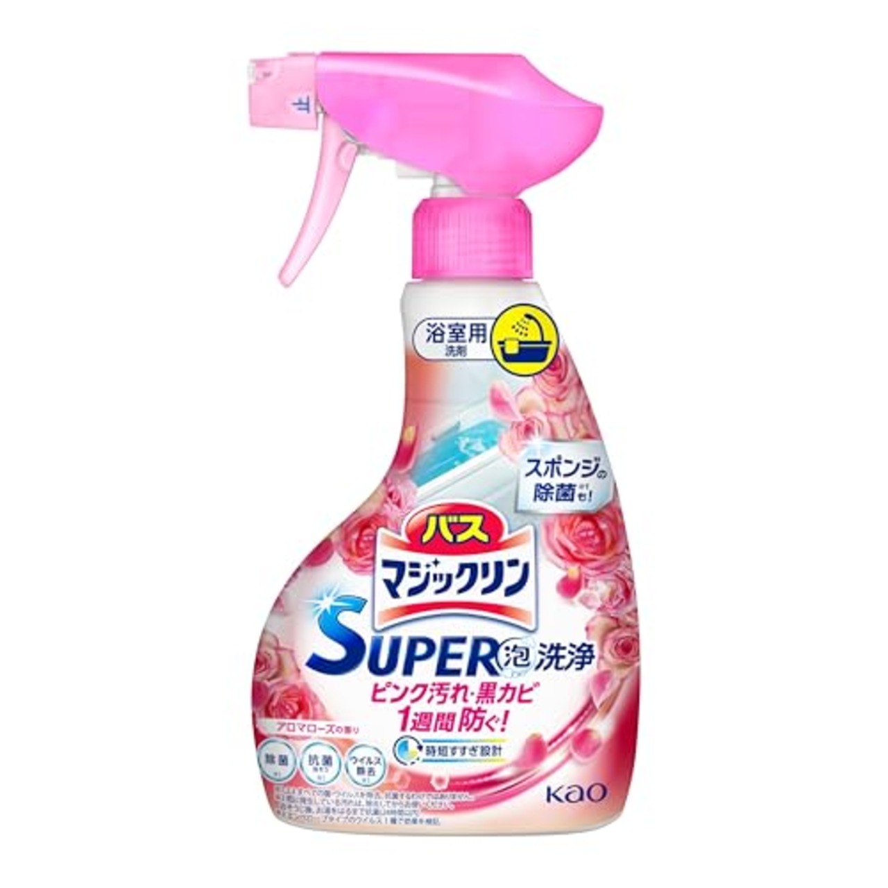 マジックリン バス SUPER泡洗浄 洗浄はもちろん、菌由来の汚れも防ぐ アロマローズの香り 本体 350ml