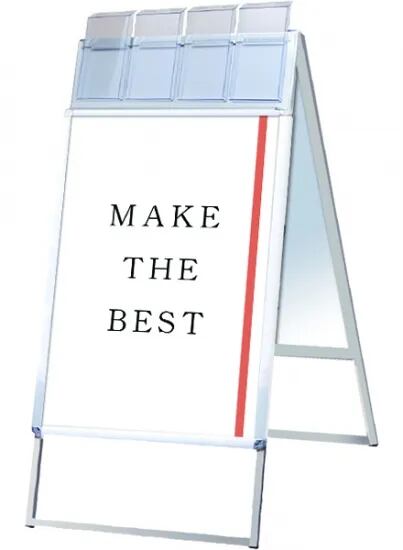 ポスターグリップスタンド看板パンフレットケース付(屋外用) B2両面シルバー