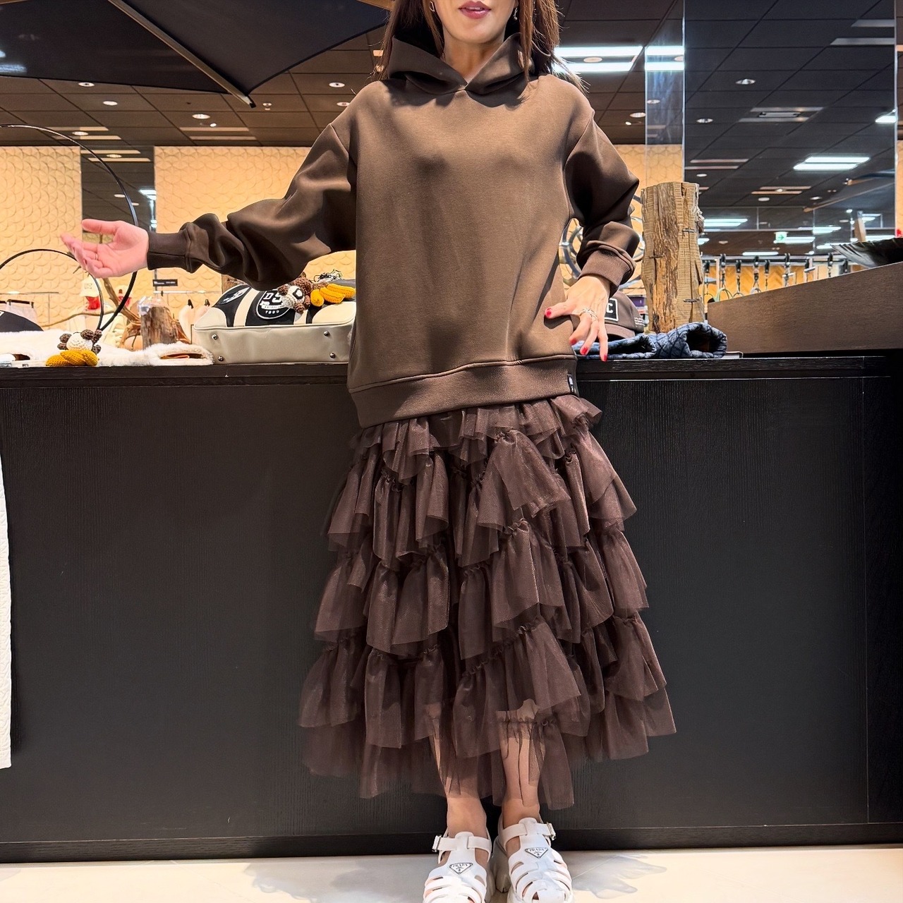 ダブルスタンダード DOUBLE STANDARD コットンダンボール＋チュールワンピ