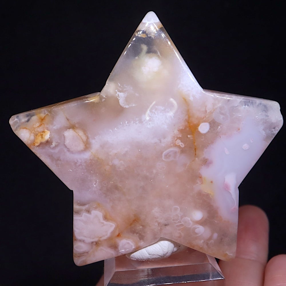 桜めのう お星様 瑪瑙 にぎり石 65.2g AG357 鉱物 原石 天然石