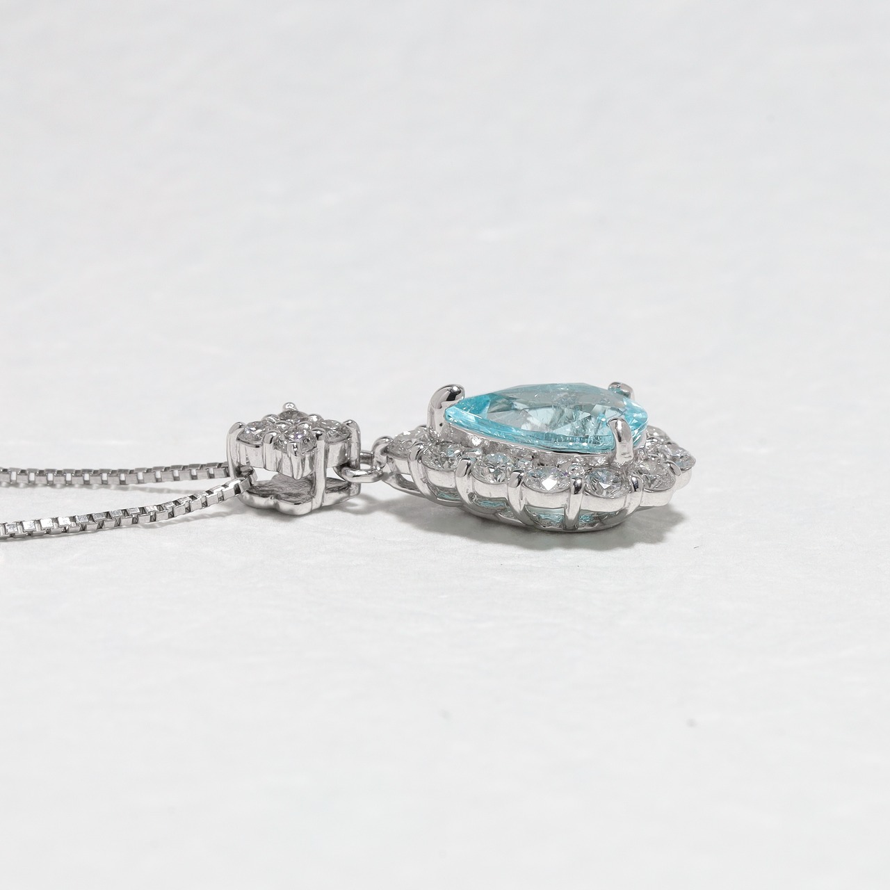 ペアシェイプカット パライバトルマリン ネックレス pt900 / 1.120ct / DA 0.620ct