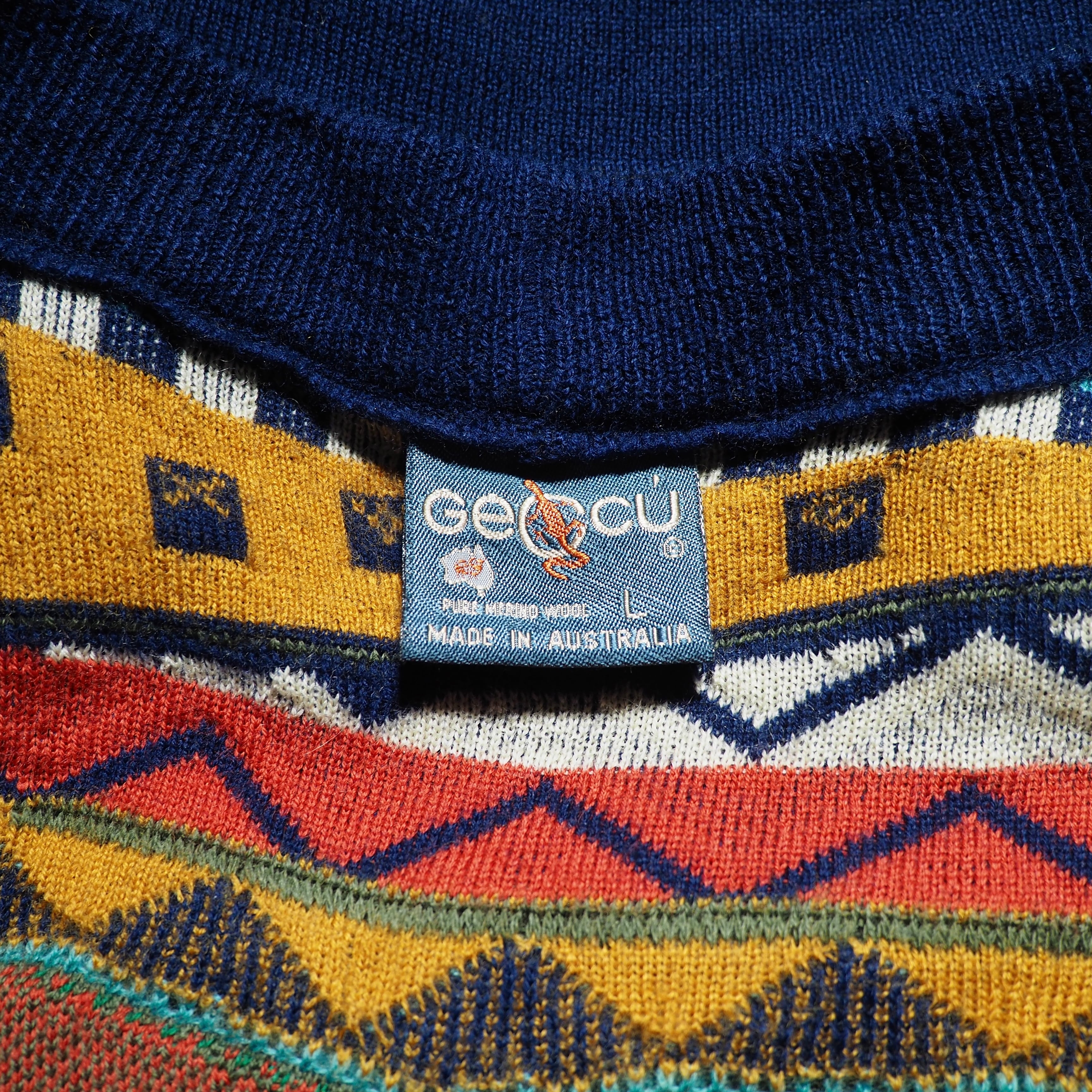 1990s ” 極彩色 ” Beautiful color Weaving 3D knit cardigan (made in Australia)