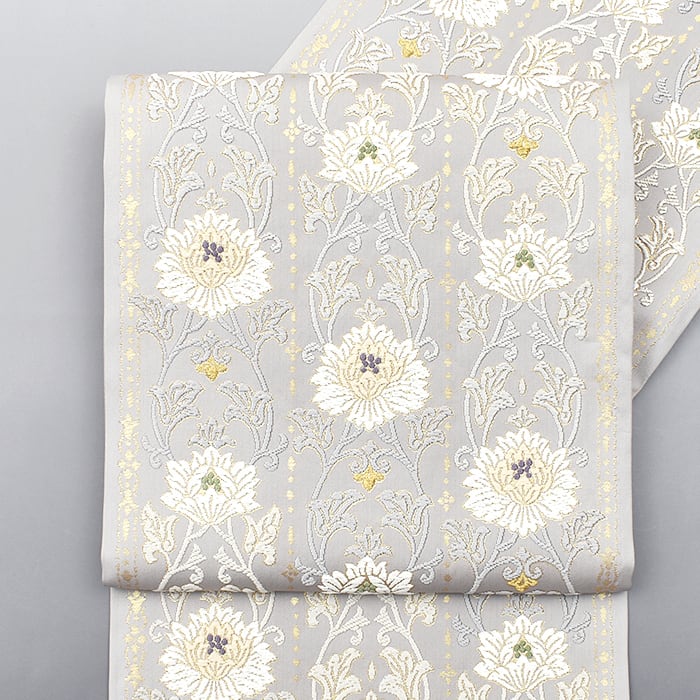 袋帯]西陣織 名門 織文意匠鈴木 謹製 唐綾錦 陶彩牡丹献上文 正絹 日本