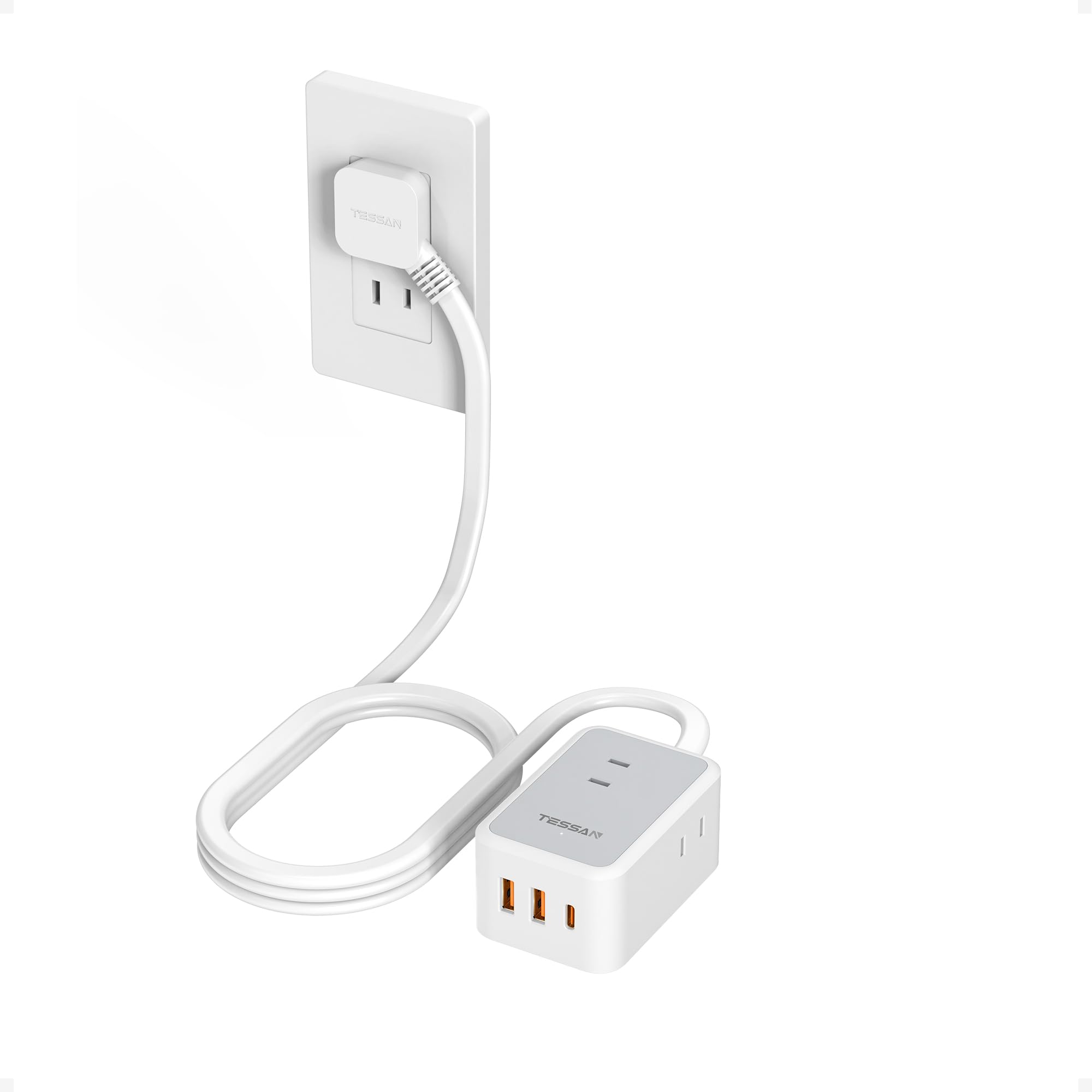 【数量限り】TESSAN 延長コード 2m 薄型 PD 20w 急速充電器 電源タップ usb コンセントタップ たこあしコンセント テーブルタップ 3個AC 1個タイプC 2個タイプA マルチ 電源コード type-c タコ足配線 隙間 oa 卓上 壁掛 出張 旅行 mini型 おしゃれ