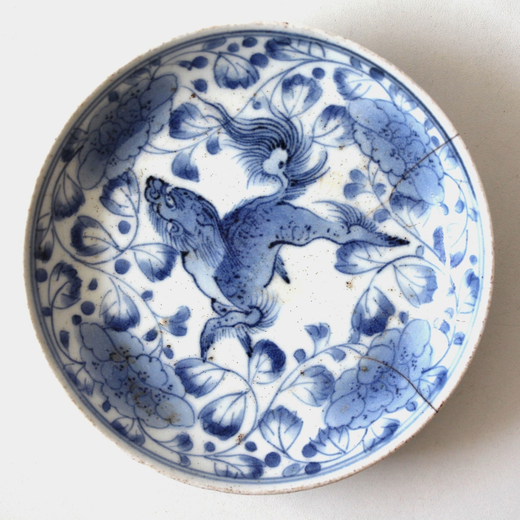 藍柿右衛門染付獅子牡丹文皿(その5)d13.6cm Imari Blue and 藍柿右衛門染付獅子牡丹文皿(その5)d13.6cm Imari Blue and