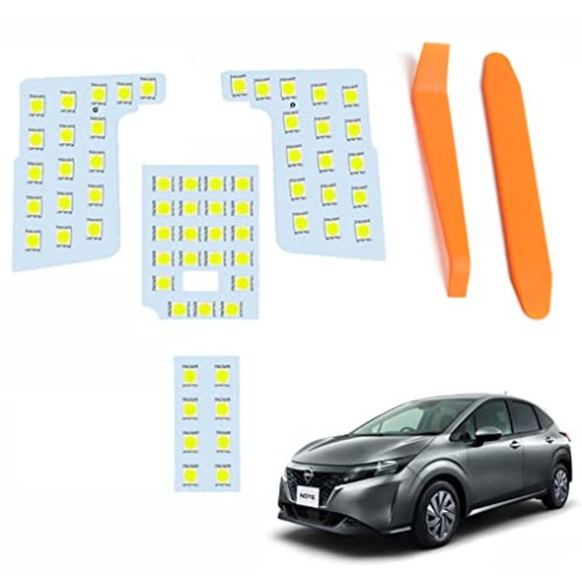 E13 適用/対応LED ルームランプ ニッサン 新型 ノート E13/SNE13 適用/対応ノートオーラ FE13/FSNE13 R2.12~/ ノートオーラ FE13/FSNE13 年式：R3.8~専用設計 車内灯 室内灯 6000K ホワイト 爆光 ルームランプセット 取付簡単 (ホワイト)