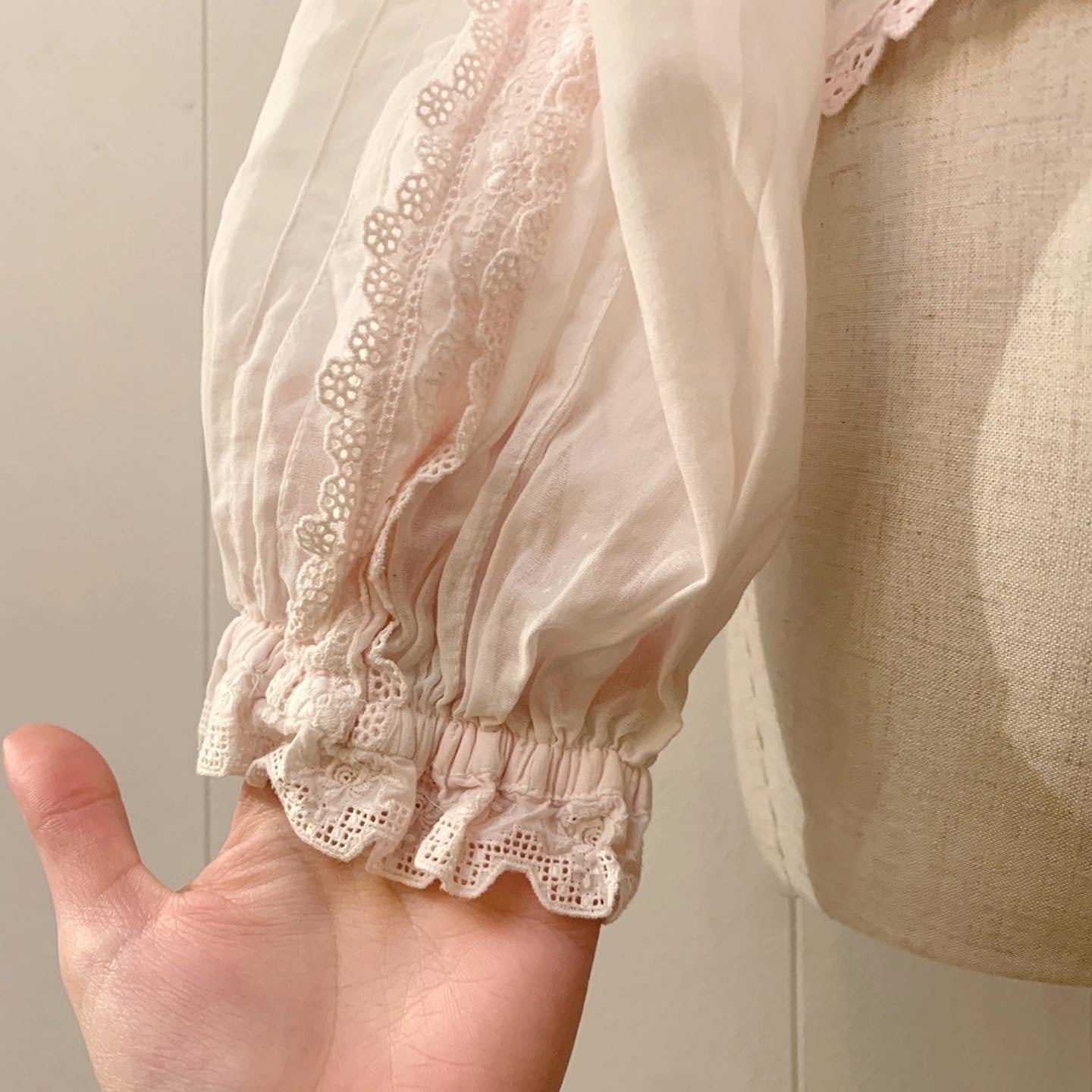 blossom pink cotton lace blouse