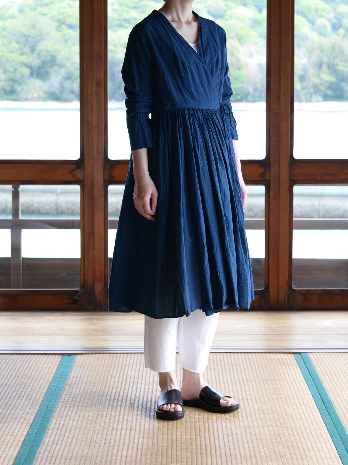 YAECA khadi ｜ラップギャザードレス 琉球藍 | Pay ID