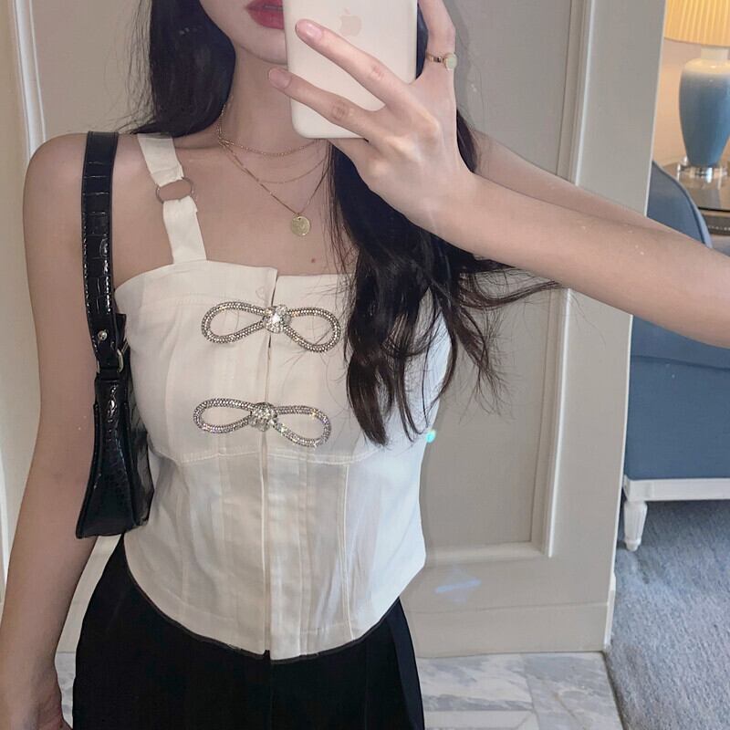 ストラップレスサマーショートレッドトップス 大人ガーリー スウィート キュート カジュアル 夏物 ピュア ガールズファッション42822357168